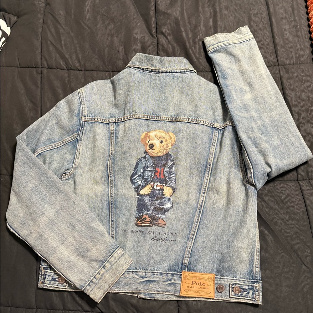 Ralph Lauren Blue Denim Jacket with Bear Print